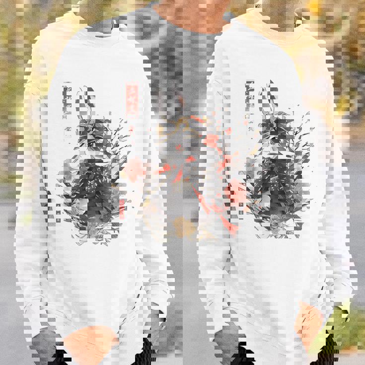 日本アート うさぎ 忍者 浮世絵 アニメスタイル サムライラビット スウェットシャツ 彼への贈り物