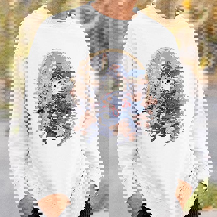 日本美術 うさぎ 忍者 浮世絵 アニメ風 侍うさぎ スウェットシャツ 彼への贈り物