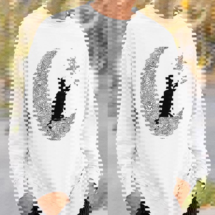 曼荼羅猫tシャツ レディース メンズ ユース 月と星 スウェットシャツ 彼への贈り物