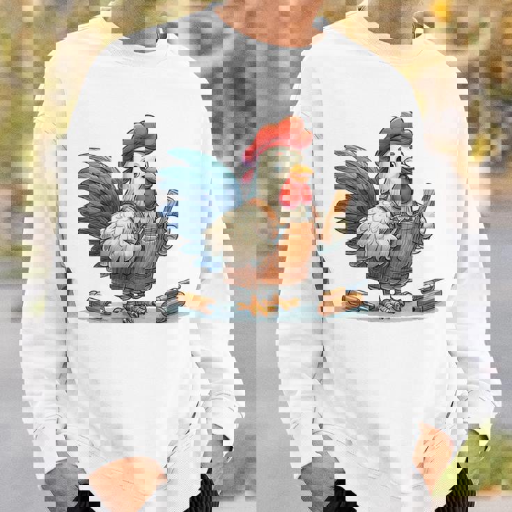 木彫りの鶏、かわいいデザイン スウェットシャツ 彼への贈り物