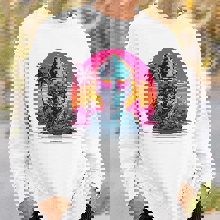 バックプリント 未来派 レトロ ヴェイパーウェーブ サイバーパンク 彫刻 スウェットシャツ 彼への贈り物