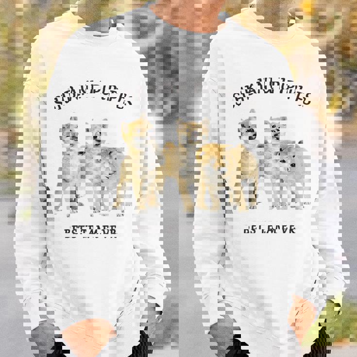 柴犬 しばいぬ 子柴 柴犬子犬 チーム いぬ プリント 写真 水彩 おしゃれ かわいい 犬飼い 犬好き スウェットシャツ 彼への贈り物