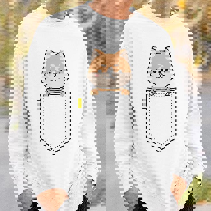 柴犬 しばいぬ 子柴 柴犬子犬 ワンポイント ポケット デザイン かわいい おもしろ 可愛い 犬飼い 犬好き スウェットシャツ 彼への贈り物