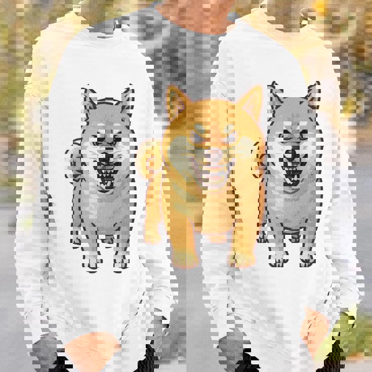 柴犬 犬 ムキッ ムキ顔 水彩 我慢の限界 怒る犬 イラスト おもしろ 長袖tシャツ スウェットシャツ 彼への贈り物