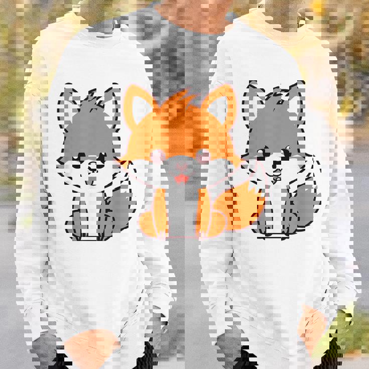 森のかわいい面白いキツネの子動物は小さなキツネが大好きです スウェットシャツ 彼への贈り物