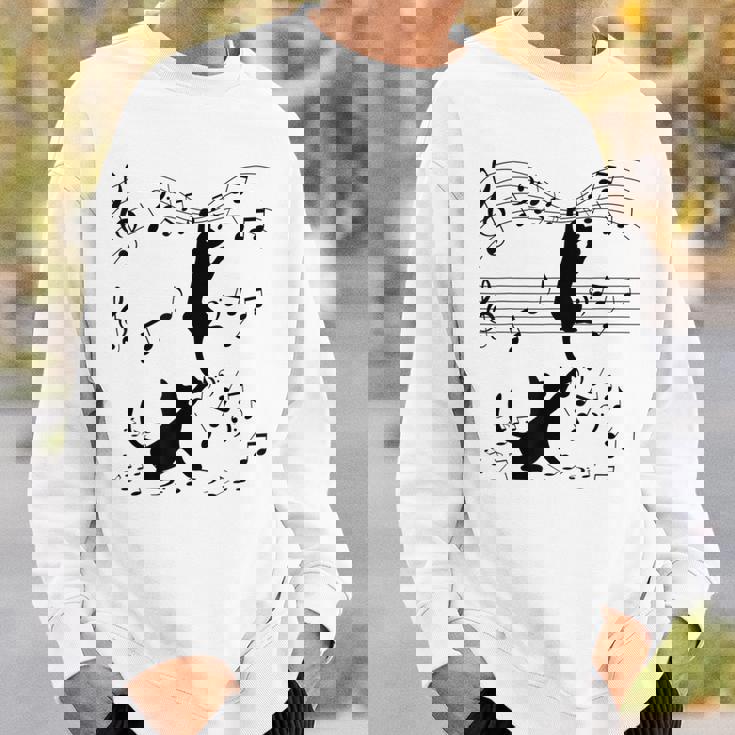 楽譜で遊ぶ面白い猫 スウェットシャツ 彼への贈り物