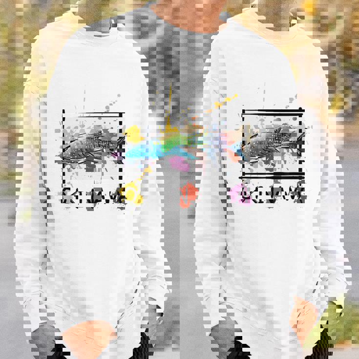 沖縄 ホエールシャークペイント スプラッター かわいい沖縄お土産 スウェットシャツ 彼への贈り物