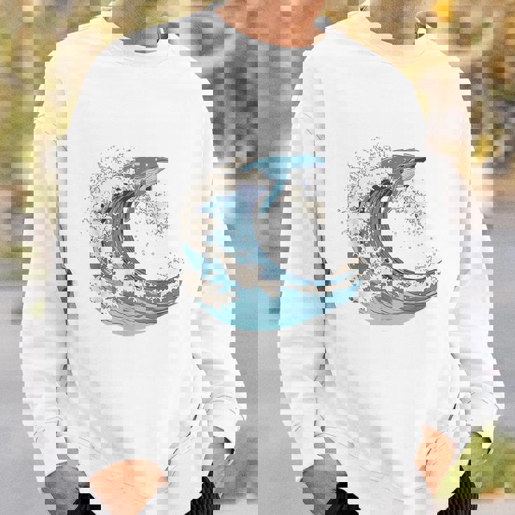 海の波から現れる芸術的なクジラ スウェットシャツ 彼への贈り物