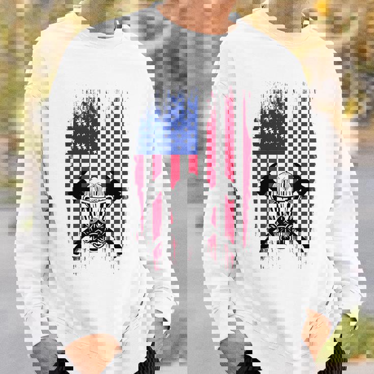 消防士 アメリカ国旗 7月4日 男性 お父さん 消防士 長袖tシャツ スウェットシャツ 彼への贈り物