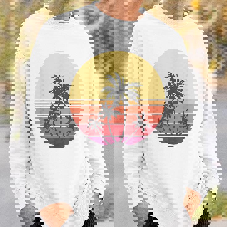 涼しい 夏休み メンズ レディース サンセット ビーチ ヤシの木 スウェットシャツ 彼への贈り物
