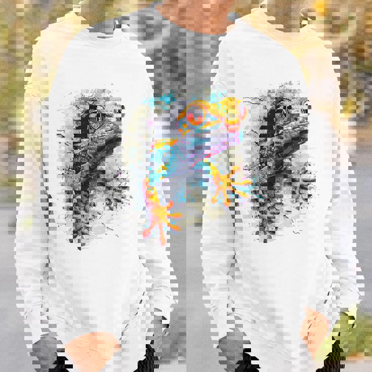 爬虫類とカラフルなヤモリ スウェットシャツ 彼への贈り物