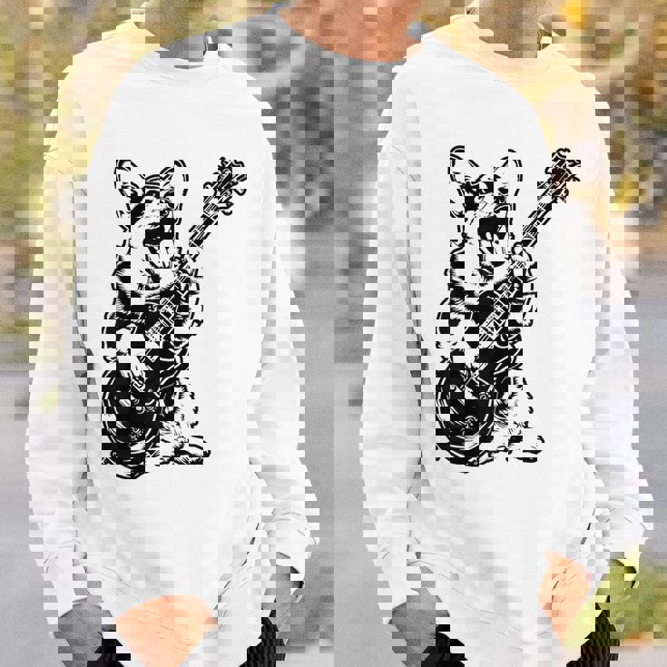 犬 ギタリスト ギター ペンブローク ウェールズ コーギー パパ ママ スウェットシャツ 彼への贈り物