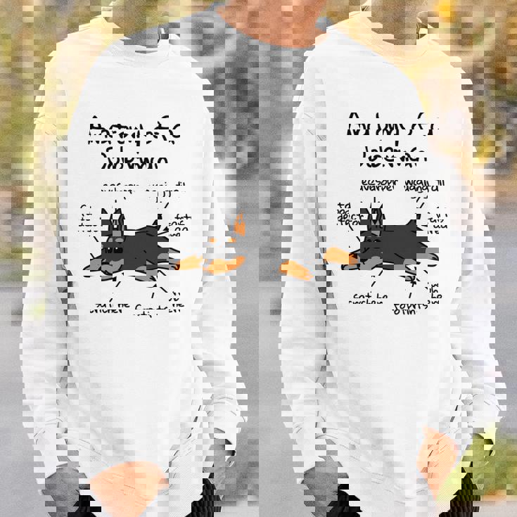 犬の解剖学ドーベルマン犬 長袖tシャツ スウェットシャツ 彼への贈り物