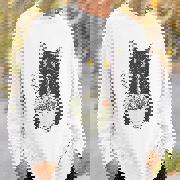 猫 ラーメン 麺 和 ラーメン かわいい 猫 スウェットシャツ 彼への贈り物