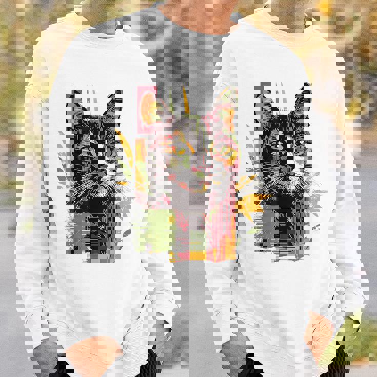 猫 抽象的 かわいい アート ポートレート 動物 恋人 グラフィック 猫 スウェットシャツ 彼への贈り物