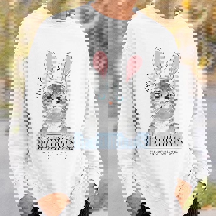 猫 面白い ネコ 可愛い うさぎ 猫好きにお勧め うさ耳ねこ スウェットシャツ 彼への贈り物