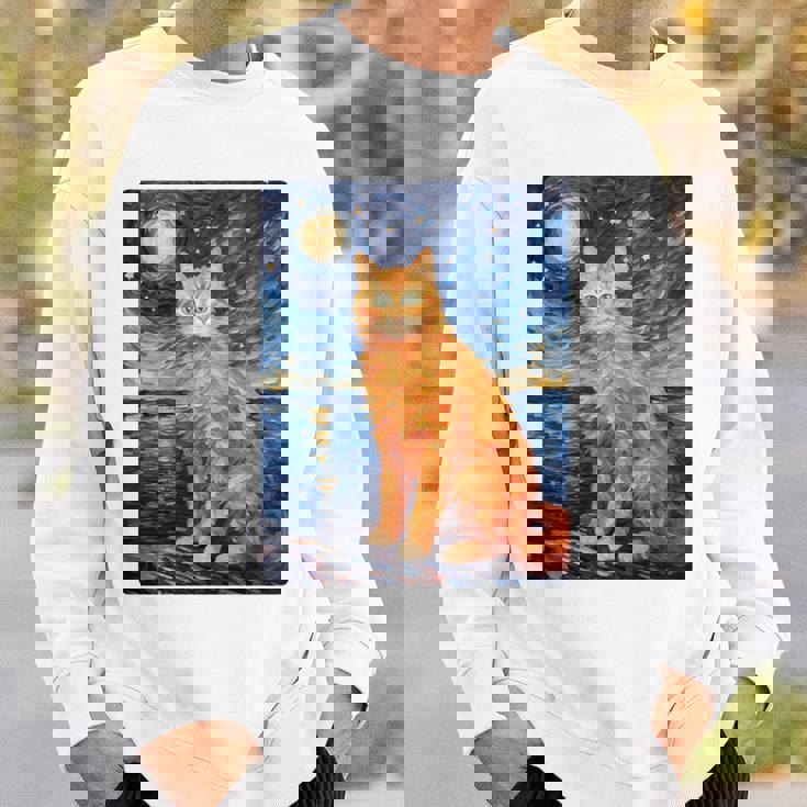 猫のポートレートオイル印刷甘い子猫 長袖tシャツ スウェットシャツ 彼への贈り物