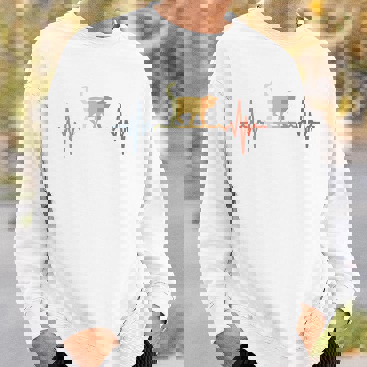 猫心電図心拍オールドスクールルックアニマル 長袖tシャツ スウェットシャツ 彼への贈り物