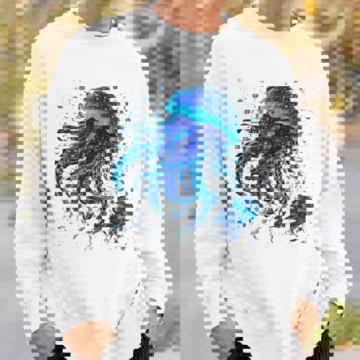 生物発光と水中世界クラゲ スウェットシャツ 彼への贈り物