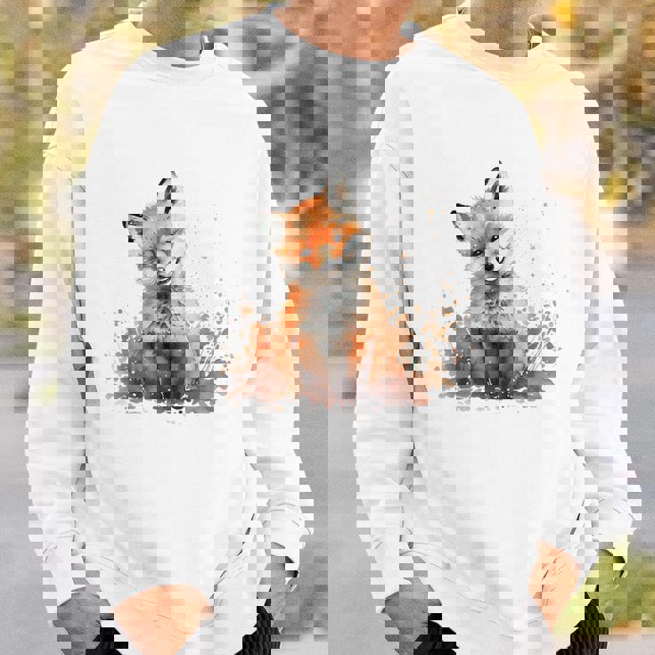 笑顔 水彩 キツネ 森林 動物 スウェットシャツ 彼への贈り物