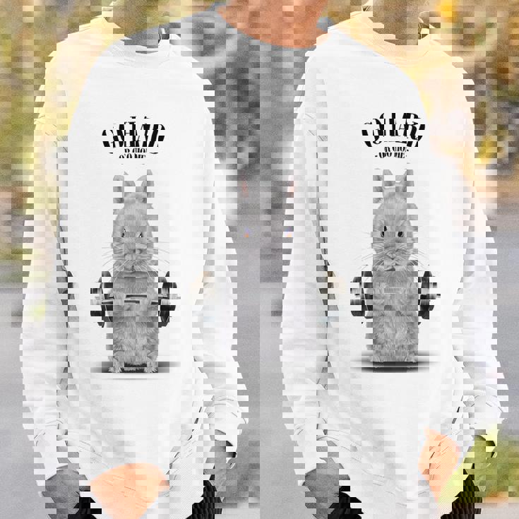 筋トレ ジム やる気がないなら家に帰れ ネザーランドドワーフ ウサギ ホワイト スウェットシャツ 彼への贈り物