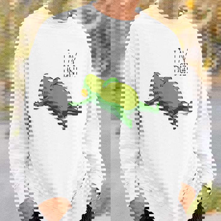 終わった、リラックスしているカエル、カエル好きの面白いカエル、カエル スウェットシャツ 彼への贈り物