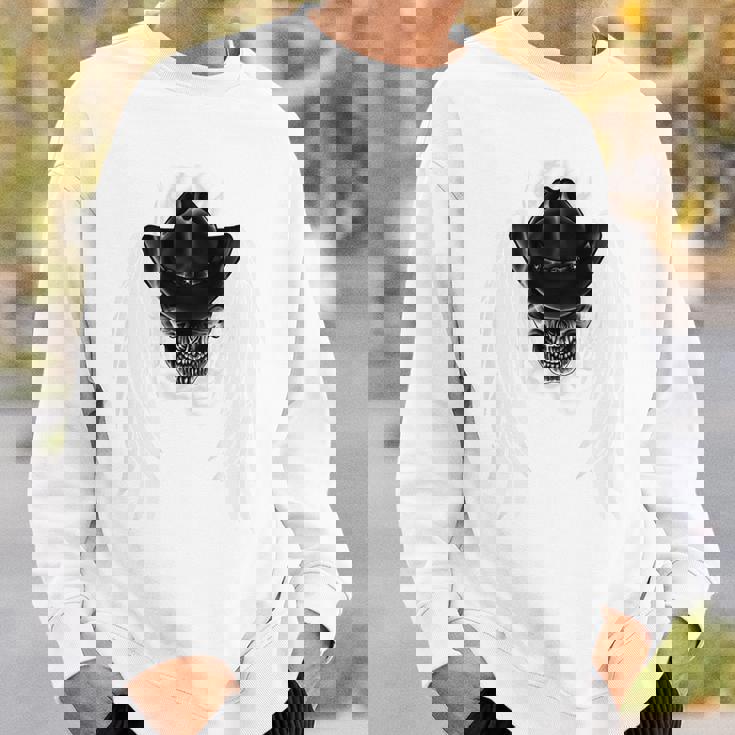 羽の天使の翼 カウボーイスカル 背中 スウェットシャツ 彼への贈り物