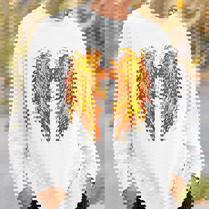 裏面に燃える天使の翼 火の羽 スウェットシャツ 彼への贈り物