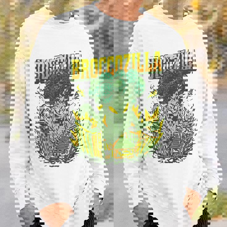 都市を攻撃する巨大なブロッコリーモンスター面白いブロッコリー スウェットシャツ 彼への贈り物