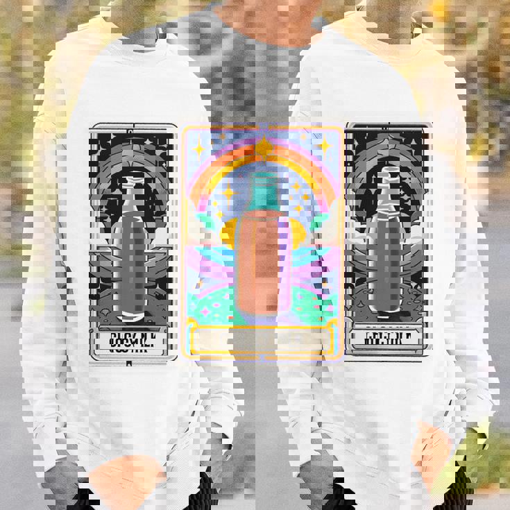 面白い Choccy ミルク タロット カード チョコレート ミルクセーキ 長袖tシャツ スウェットシャツ 彼への贈り物