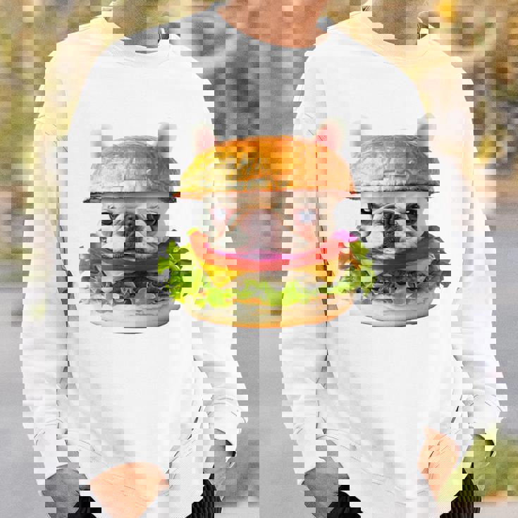 面白いtシャツ フレンチブルドッグ 犬 ハンバーガー メンズ グッズ かわいい おもしろ 面白い 服 ネタ 長袖tシャツ スウェットシャツ 彼への贈り物