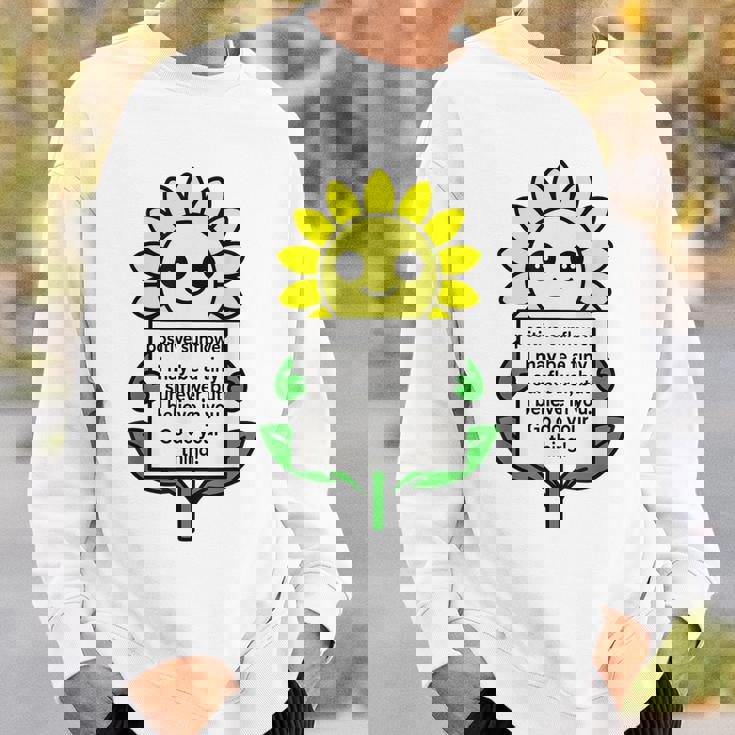 面白いひまわりおもちゃ ポジティブカード ポジティブヒマワリ スウェットシャツ 彼への贈り物