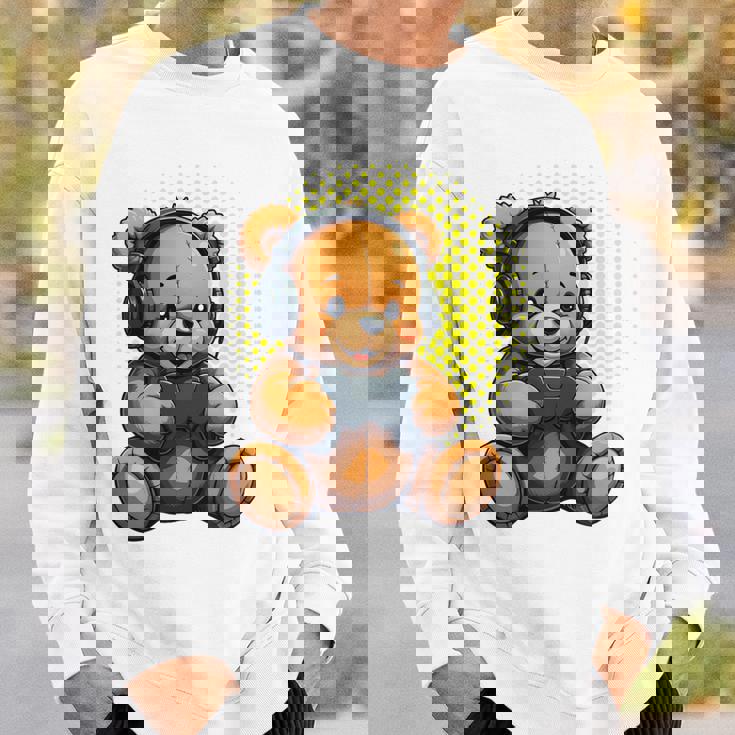 面白いゲームテディホールディングビデオゲームコントローラー。 長袖tシャツ スウェットシャツ 彼への贈り物