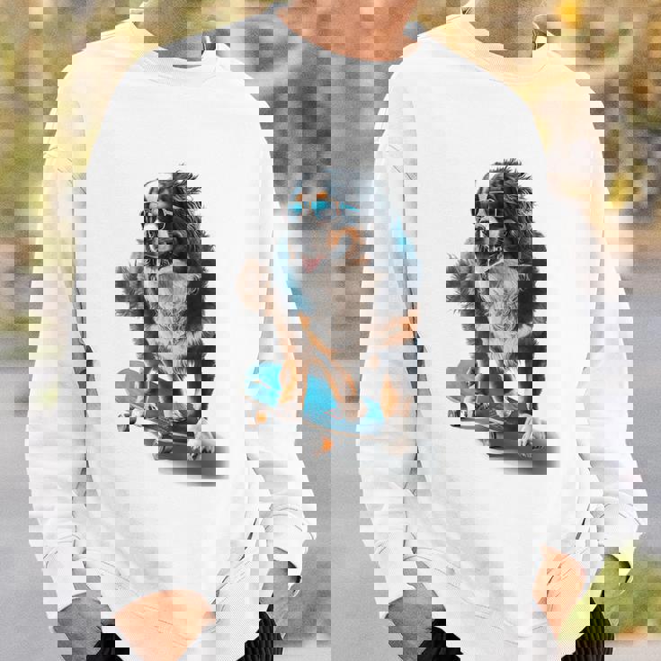 面白いスケートボード バーニーズマウンテンドッグ スケーター スケートグラフィック スウェットシャツ 彼への贈り物