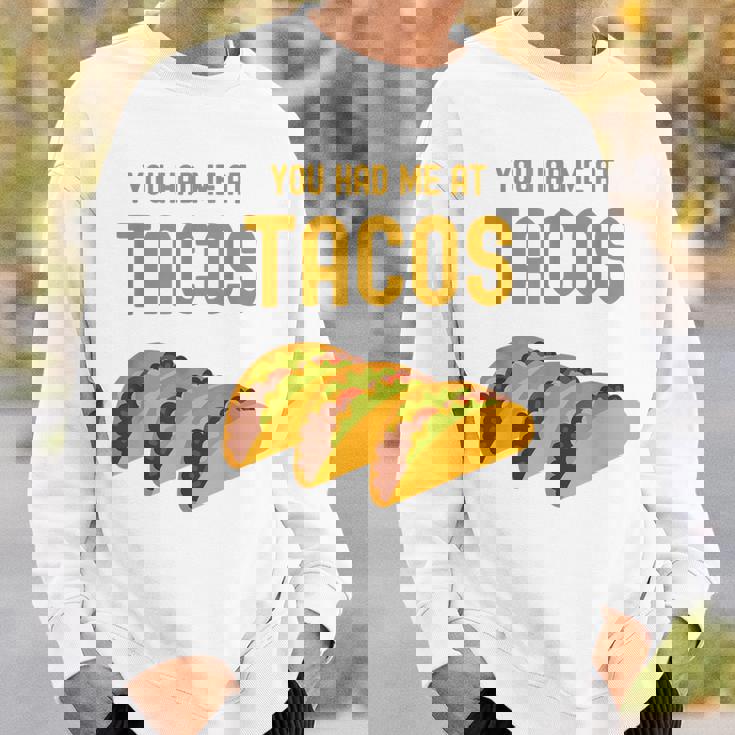 面白いタコス You Had Me At Tacos かわいい 愛らしいタコス フード スウェットシャツ 彼への贈り物