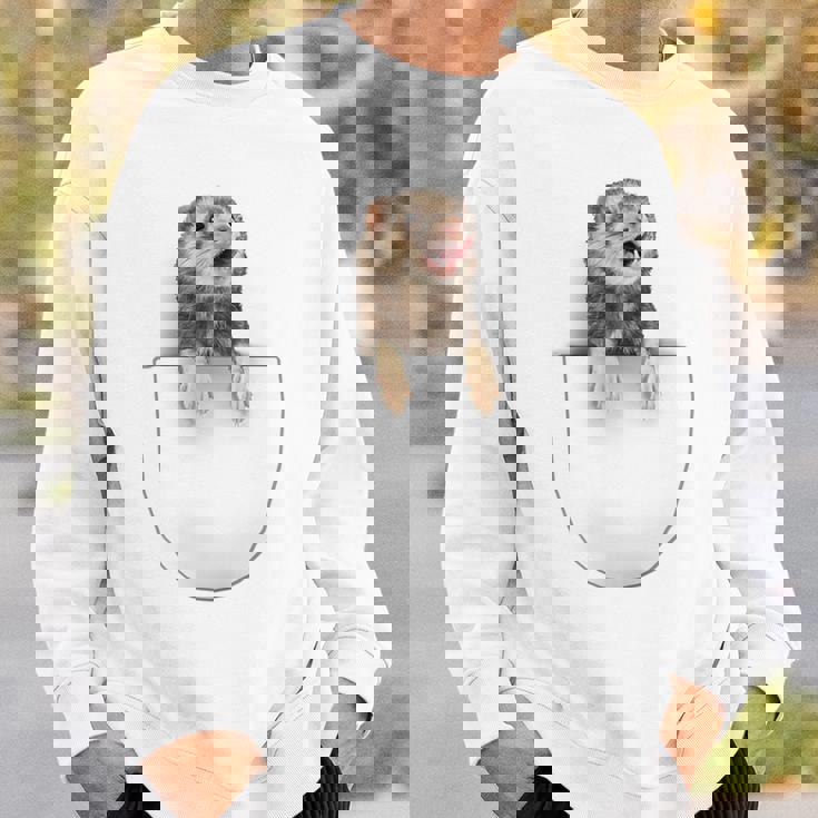 面白いペットフェレット ポケットの中のファニー フェレット スウェットシャツ 彼への贈り物