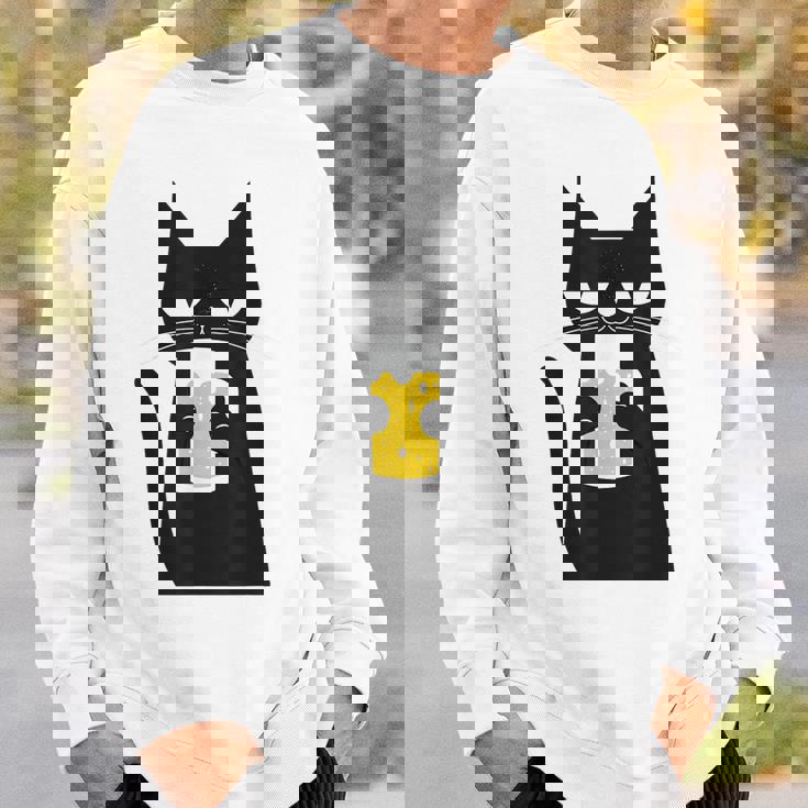 面白い黒猫はビールが大好きおもしろいビール好き スウェットシャツ 彼への贈り物