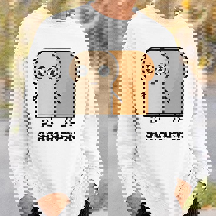 食パン 顔 イラスト かわいい おもしろ 面白い 簡単 シンプル ゆるい 食パン好き スウェットシャツ 彼への贈り物