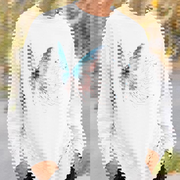 魔法の蝶 エレガント 神秘的な蝶 銀河 星 長袖tシャツ スウェットシャツ 彼への贈り物