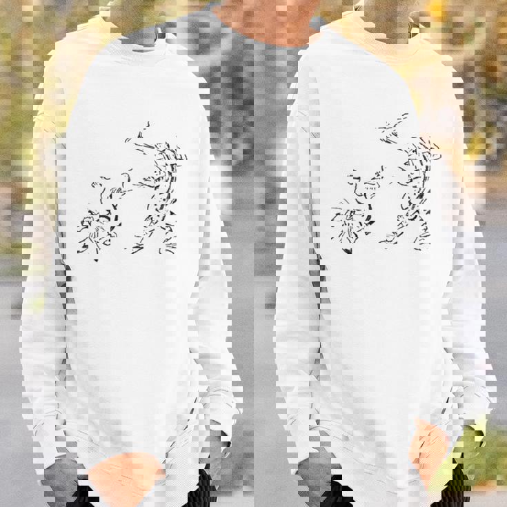 鳥獣戯画《蛙と兎・相撲》かえる うさぎ【日本・世界の名画】日本画 和柄 美術館アート 長袖tシャツ スウェットシャツ 彼への贈り物