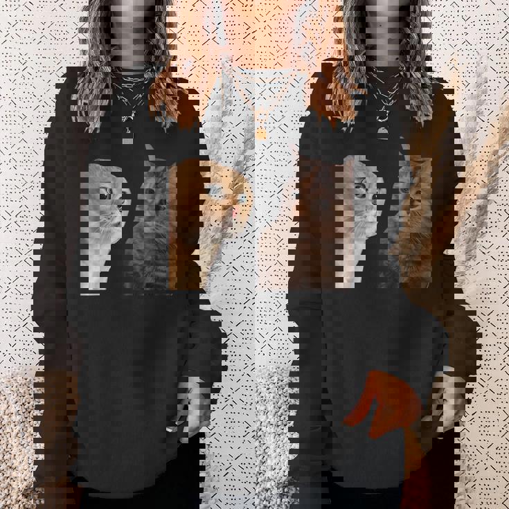 2匹の猫がミームを話す スウェットシャツ 彼女への贈り物