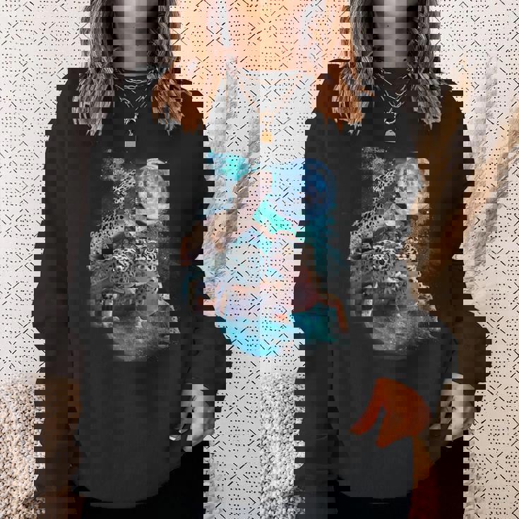 3ムーンヤモリ面白い爬虫類ヒョウトカゲヤモリアートノベルティ スウェットシャツ 彼女への贈り物