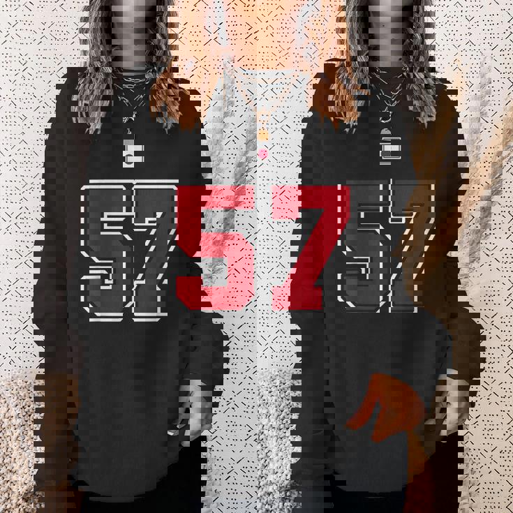 57 ナンバー カレッジスタイル ヴィンテージ 赤 白 日本国旗 スウェットシャツ 彼女への贈り物