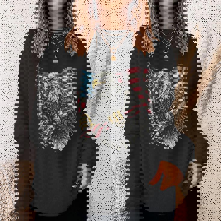 7 月 4 日アメリカ国旗白頭鷲グラフィック アート デザイン スウェットシャツ 彼女への贈り物