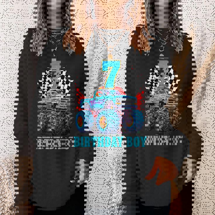 7歳 7歳の誕生日 男の子 モンスタートラック 車 スウェットシャツ 彼女への贈り物