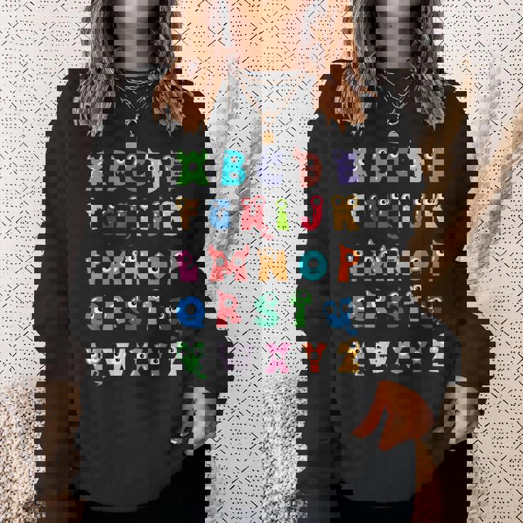 Abc かわいいモンスター アルファベット ハロウィン 先生 コスチューム キッズ スウェットシャツ 彼女への贈り物