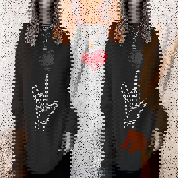 Asl I Love You Hand Heart アメリカ手話 スウェットシャツ 彼女への贈り物