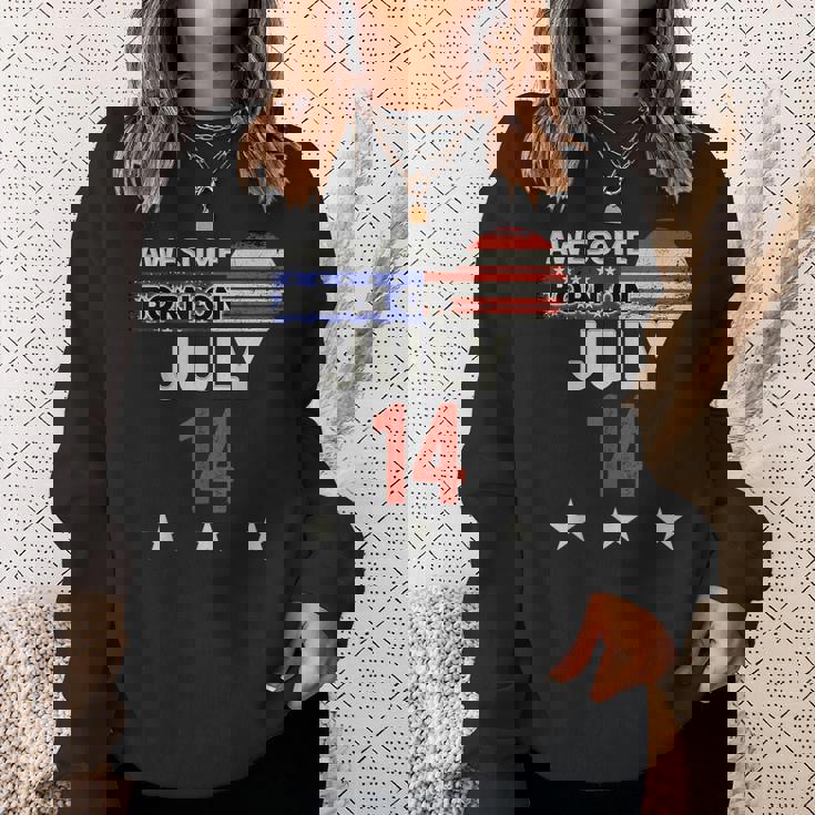 Awesome 7月14日 ヴィンテージ アメリカ国旗 クラシック 7月14日 スウェットシャツ 彼女への贈り物