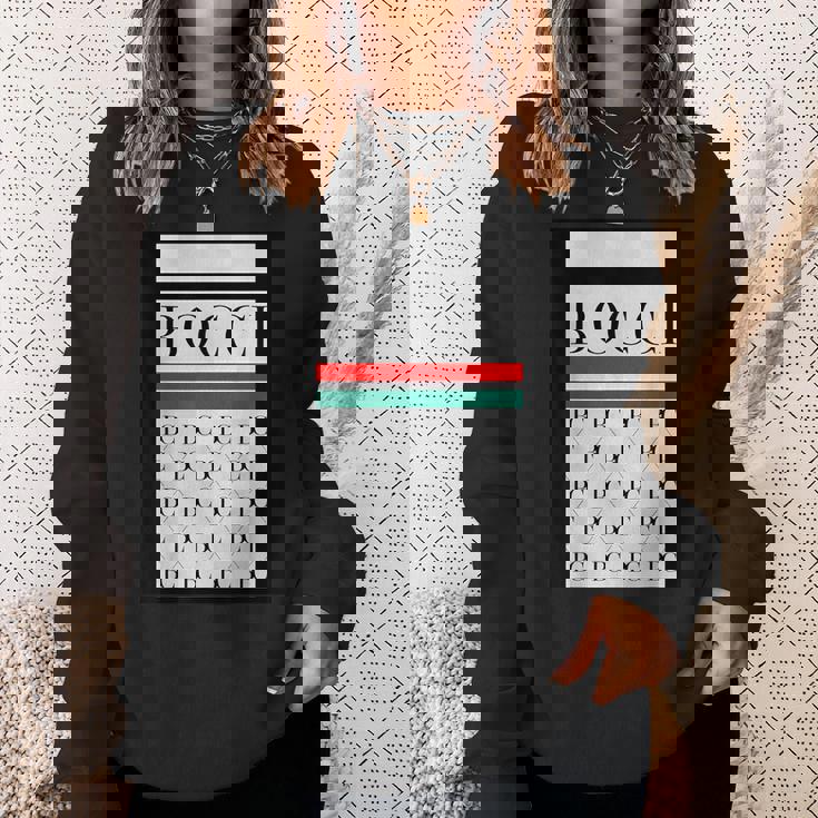 Bocci ぼっち ロゴ 総柄 緑 赤 イタリア国旗風【変なデザイン屋さん】陰キャ オタク ブランド パロディ 面白 スウェットシャツ 彼女への贈り物