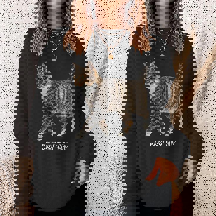 Bossy Paws 猫好き キジトラ白 猫ネタ 猫しもべ ツンデレ 猫飼い 猫オーナー 猫依存症 おもしろ スウェットシャツ 彼女への贈り物